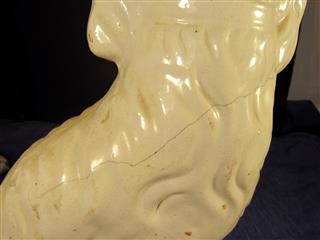 ANTIQUE PAIR OF 19TH CENTURY STAFFORDSHIRE WHITE & RED SPANIELS 13